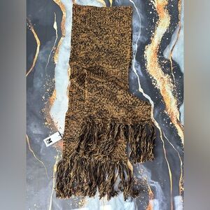 NWT Missoni 100% Wool Knit Scarf Shawl Brown Black Fringe Made in Italy
